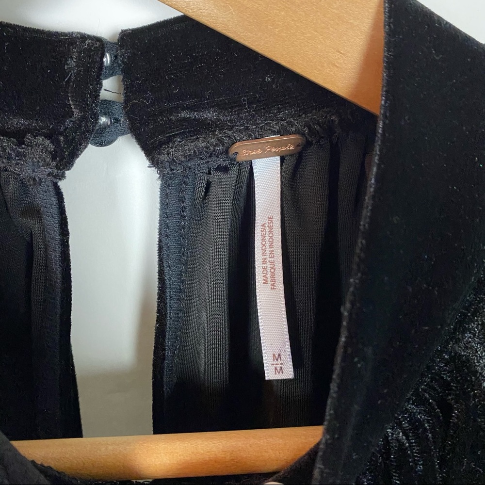Free People Dream Team Black Velvet and Lace Top - Picture 7 of 11